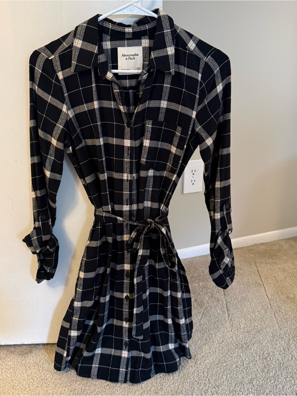 Abercrombie & Fitch Black and White Plaid Shirt Dress